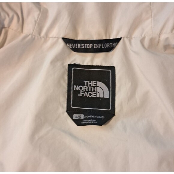 The North Face HyVent Coat Rain Jacket Beige Zip Hood Wind Pockets Womens Large - Picture 3 of 9